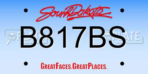 B817BS South Dakota License Plate