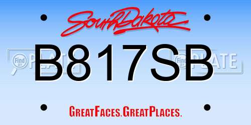 B817SB South Dakota License Plate