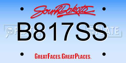 B817SS South Dakota License Plate