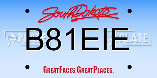 B81EIE South Dakota License Plate