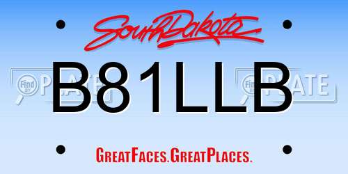 B81LLB South Dakota License Plate