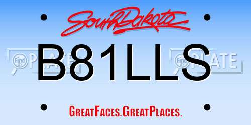 B81LLS South Dakota License Plate