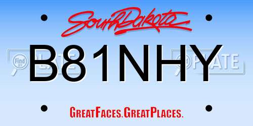 B81NHY South Dakota License Plate