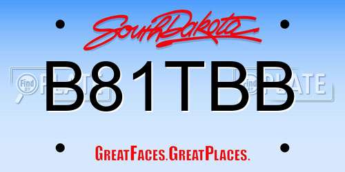 B81TBB South Dakota License Plate
