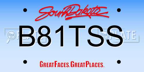 B81TSS South Dakota License Plate