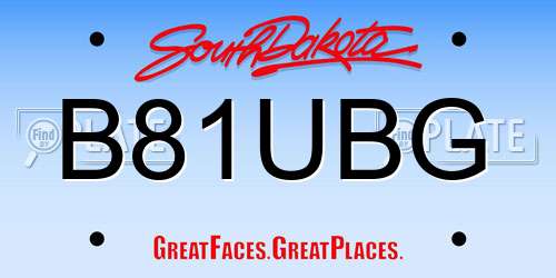 B81UBG South Dakota License Plate