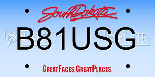 B81USG South Dakota License Plate