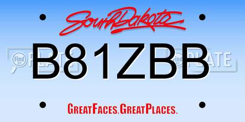 B81ZBB South Dakota License Plate