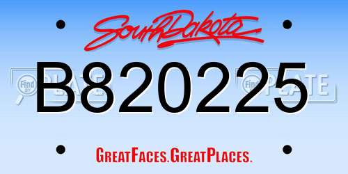 B820225 South Dakota License Plate