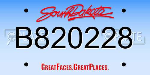 B820228 South Dakota License Plate