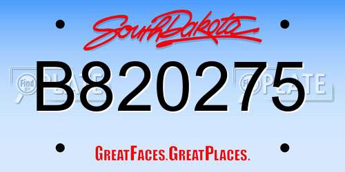 B820275 South Dakota License Plate