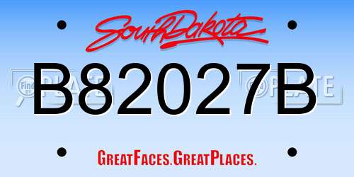B82027B South Dakota License Plate