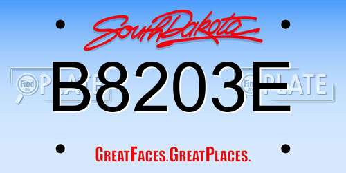 B8203E South Dakota License Plate