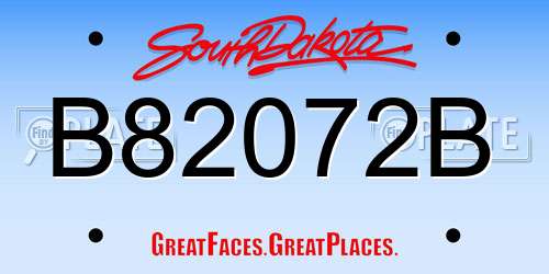 B82072B South Dakota License Plate