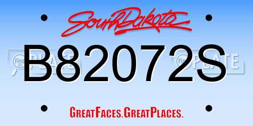 B82072S South Dakota License Plate