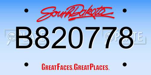 B820778 South Dakota License Plate
