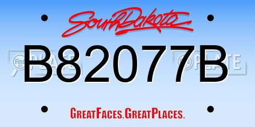 B82077B South Dakota License Plate