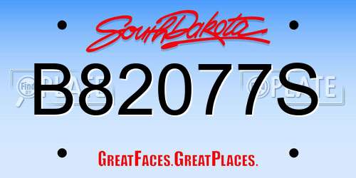 B82077S South Dakota License Plate