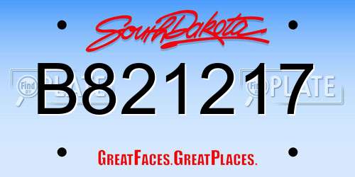 B821217 South Dakota License Plate