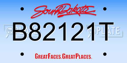 B82121T South Dakota License Plate