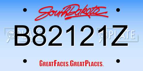B82121Z South Dakota License Plate
