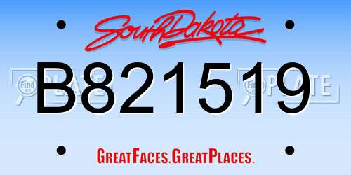 B821519 South Dakota License Plate