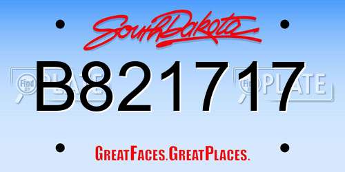 B821717 South Dakota License Plate