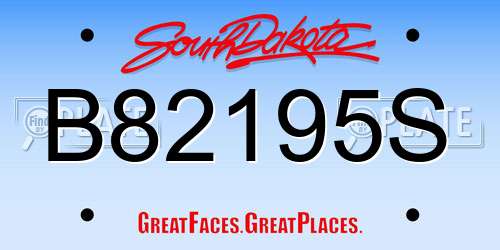 B82195S South Dakota License Plate