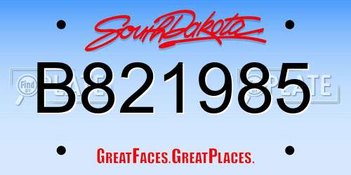 B821985 South Dakota License Plate