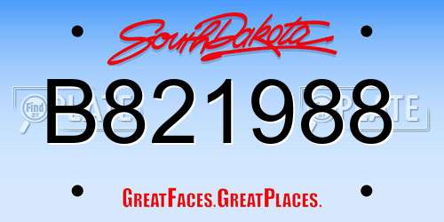 B821988 South Dakota License Plate