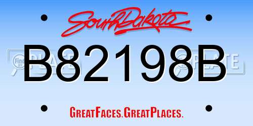 B82198B South Dakota License Plate