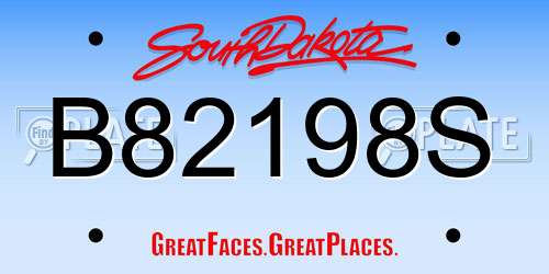 B82198S South Dakota License Plate