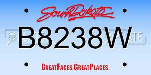 B8238W South Dakota License Plate