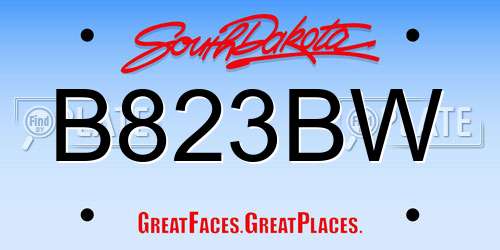 B823BW South Dakota License Plate