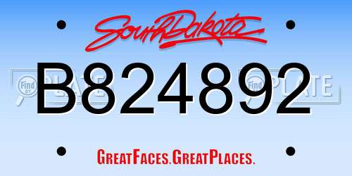 B824892 South Dakota License Plate