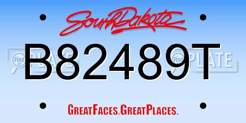 B82489T South Dakota License Plate