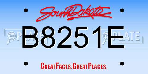 B8251E South Dakota License Plate