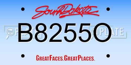 B8255O South Dakota License Plate