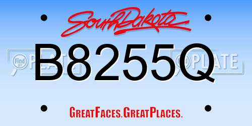 B8255Q South Dakota License Plate