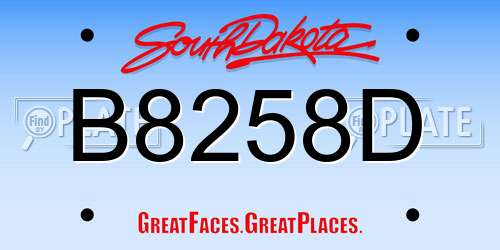 B8258D South Dakota License Plate
