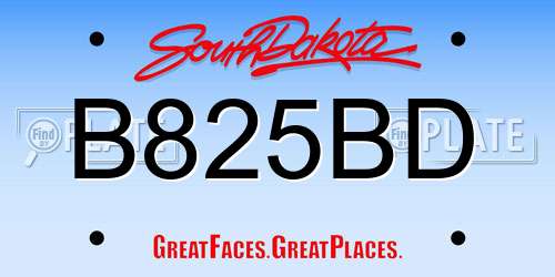 B825BD South Dakota License Plate