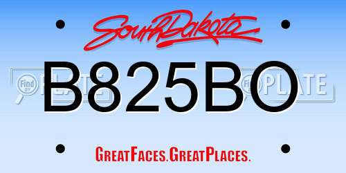 B825BO South Dakota License Plate
