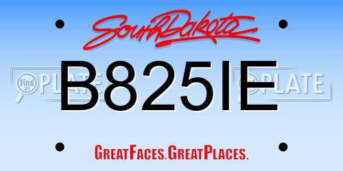 B825IE South Dakota License Plate