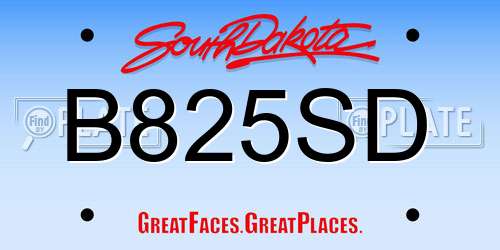 B825SD South Dakota License Plate