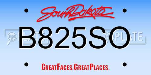 B825SO South Dakota License Plate