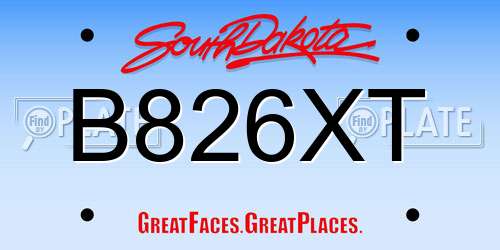 B826XT South Dakota License Plate