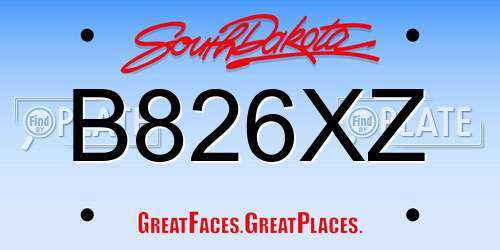 B826XZ South Dakota License Plate