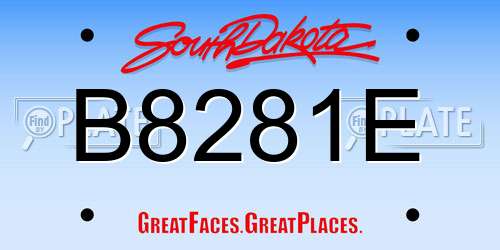 B8281E South Dakota License Plate