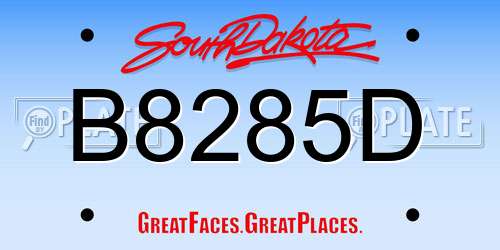 B8285D South Dakota License Plate