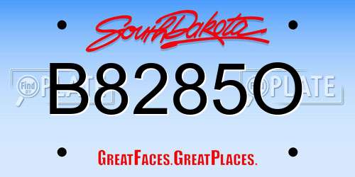 B8285O South Dakota License Plate